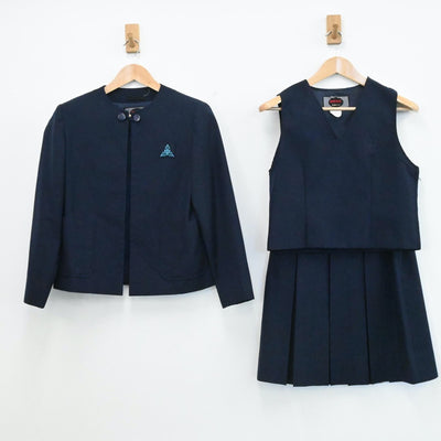 【中古】神奈川県 横浜市立南が丘中学校 女子制服 4点（ブレザー・ベスト・スカート）sf006458