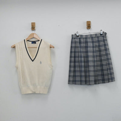 【中古】神奈川県 相模女子大学高等部 女子制服 2点（ニットベスト・スカート）sf006518