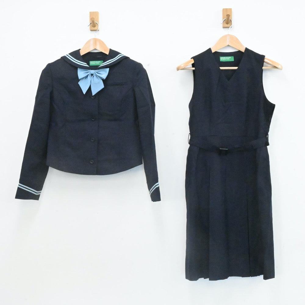 【中古】福岡県 九州女子高等学校 女子制服 3点（セーラー服・ジャンパースカート）sf006590