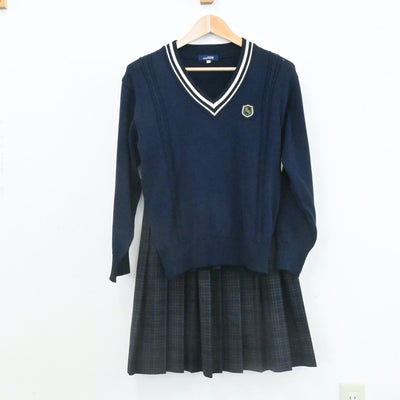 【中古】茨城県 土浦第五中学校 女子制服 4点（ブレザー・ニット・スカート）sf006608