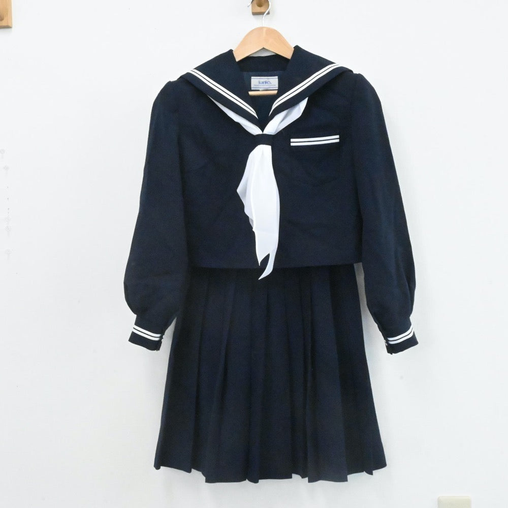 【中古】広島県 尾道市立栗原中学校 女子制服 3点（セーラー服・スカート）sf006612