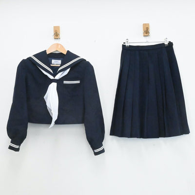 【中古】広島県 尾道市立栗原中学校 女子制服 3点（セーラー服・スカート）sf006612