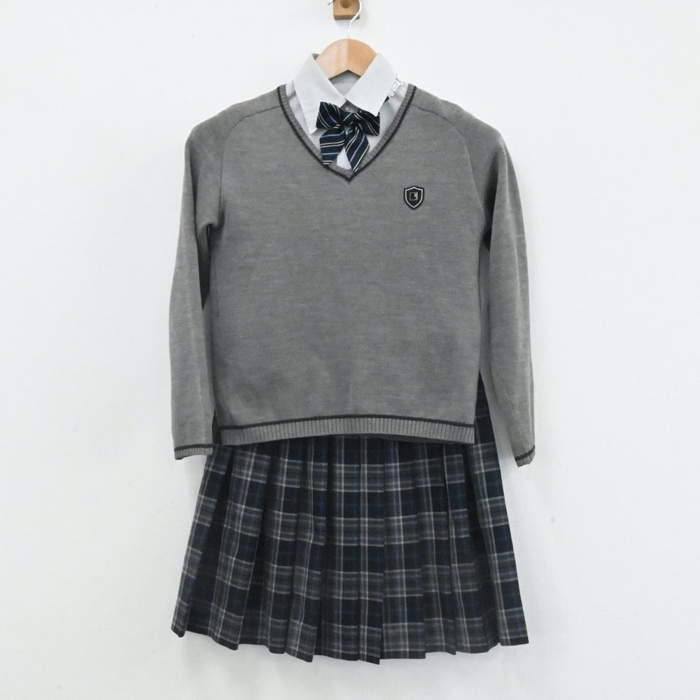 【中古】大阪府 大阪夕陽丘学園高等学校 女子制服 7点（ブレザー・ニット・シャツ・スカート）sf006625