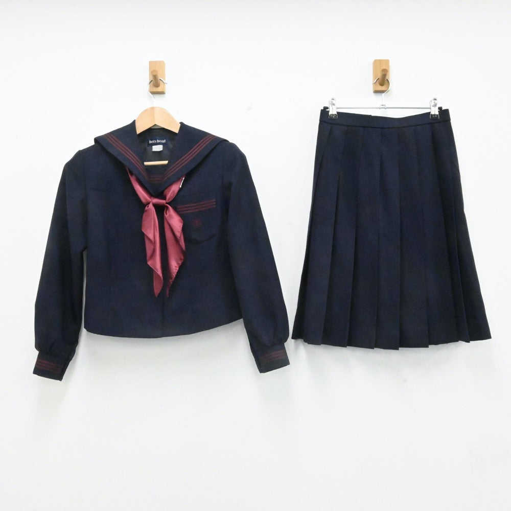 【中古】東京都 富士高等学校附属中学校 女子制服 4点（セーラー服・ニット・スカート）sf006681