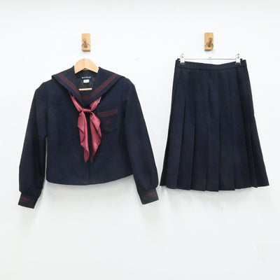 【中古】東京都 富士高等学校附属中学校 女子制服 4点（セーラー服・ニット・スカート）sf006681