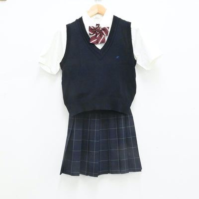 【中古】東京都 吉祥女子中学・高等学校 女子制服 6点（シャツ・ニットベスト・スカート）sf006686