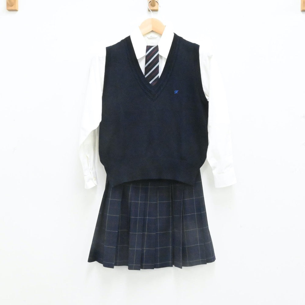 【中古】東京都 吉祥女子中学・高等学校 女子制服 6点（シャツ・ニットベスト・スカート）sf006687