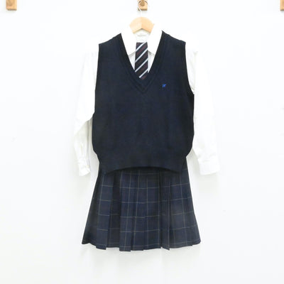【中古】東京都 吉祥女子中学・高等学校 女子制服 6点（シャツ・ニットベスト・スカート）sf006687