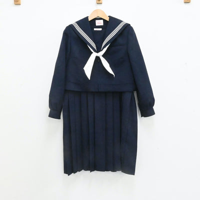 【中古】福岡県 水巻中学校 女子制服 3点（セーラー服・ジャンパースカート）sf006703