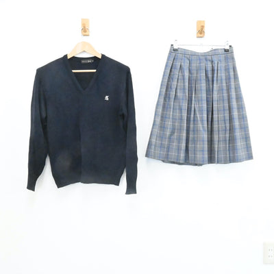 【中古】大阪府 大阪府立芦間高等学校 女子制服 3点（ブレザー・ニット・スカート）sf006800