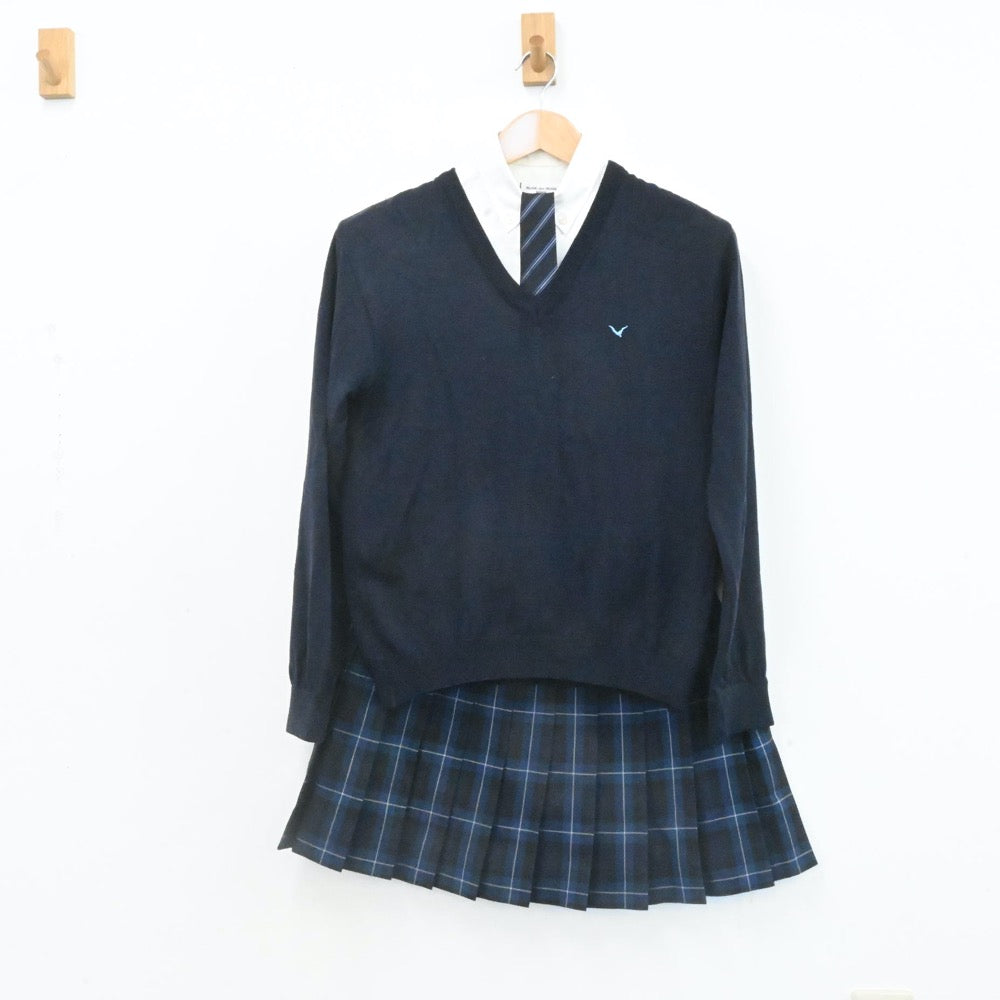 【中古】福岡県 福岡講倫館高校 女子制服 7点（ブレザー・シャツ・ニット・スカート）sf006906