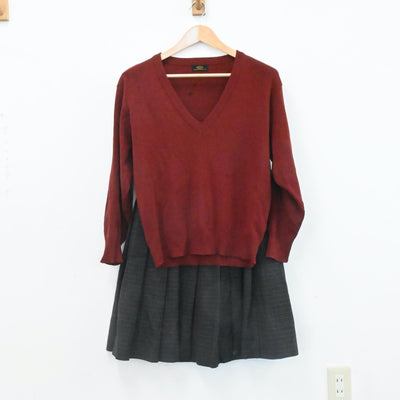 【中古】大阪府 扇町総合高等学校 女子制服 3点（ブレザー・ニット・スカート）sf006910