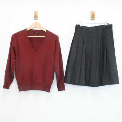 【中古】大阪府 扇町総合高等学校 女子制服 3点（ブレザー・ニット・スカート）sf006910