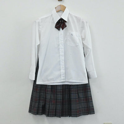 【中古】東京都 東京女子学園中学校 女子制服 4点（シャツ・ニット・スカート）sf006947