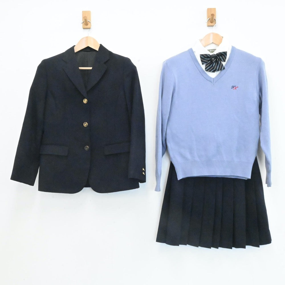 【中古】静岡県 常葉大学付属菊川高等学校 女子制服 5点（ブレザー・スカート・ニット・シャツ）sf006985