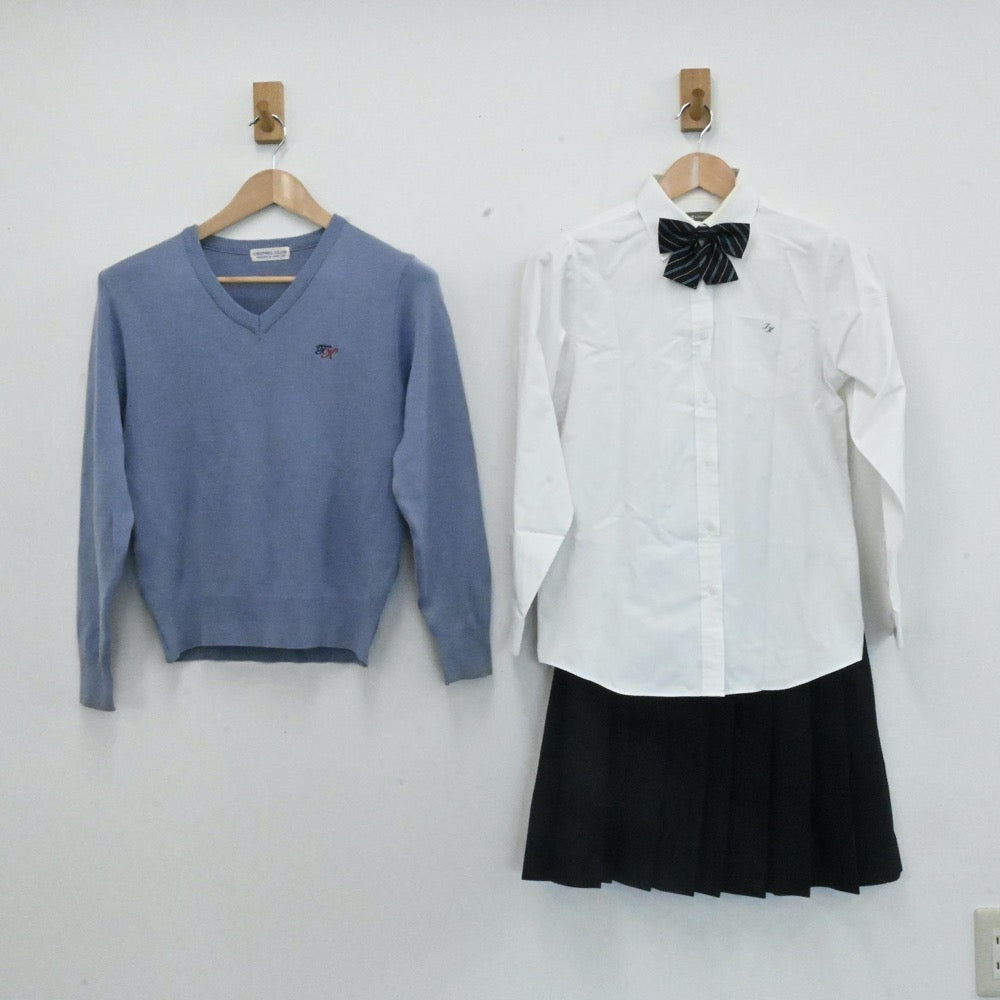 【中古】静岡県 常葉大学付属菊川高等学校 女子制服 5点（ブレザー・スカート・ニット・シャツ）sf006985