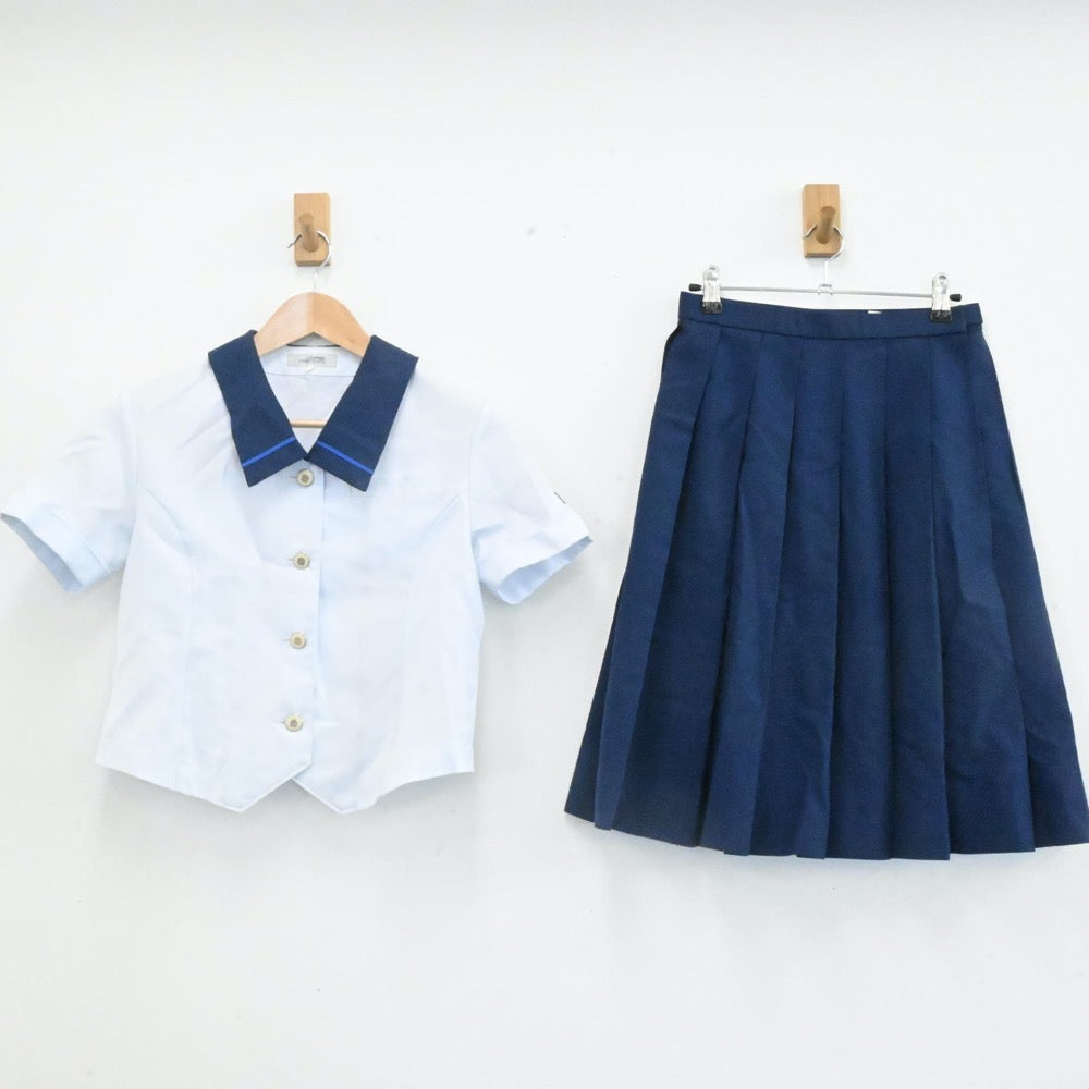 【中古】大分県 大分県立中津南高等学校 女子制服 3点（セーラー服・スカート）sf007029