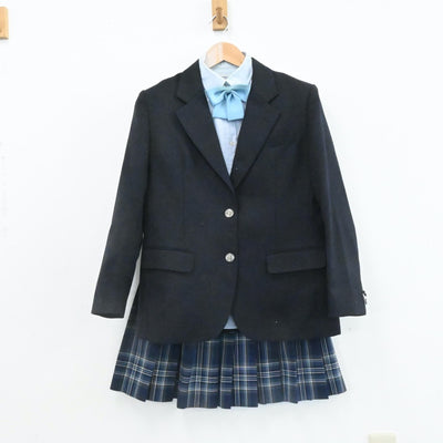 【中古】愛媛県 今治東中等教育学校 女子制服 5点（ブレザー・ニットベスト・シャツ・スカート）sf007032