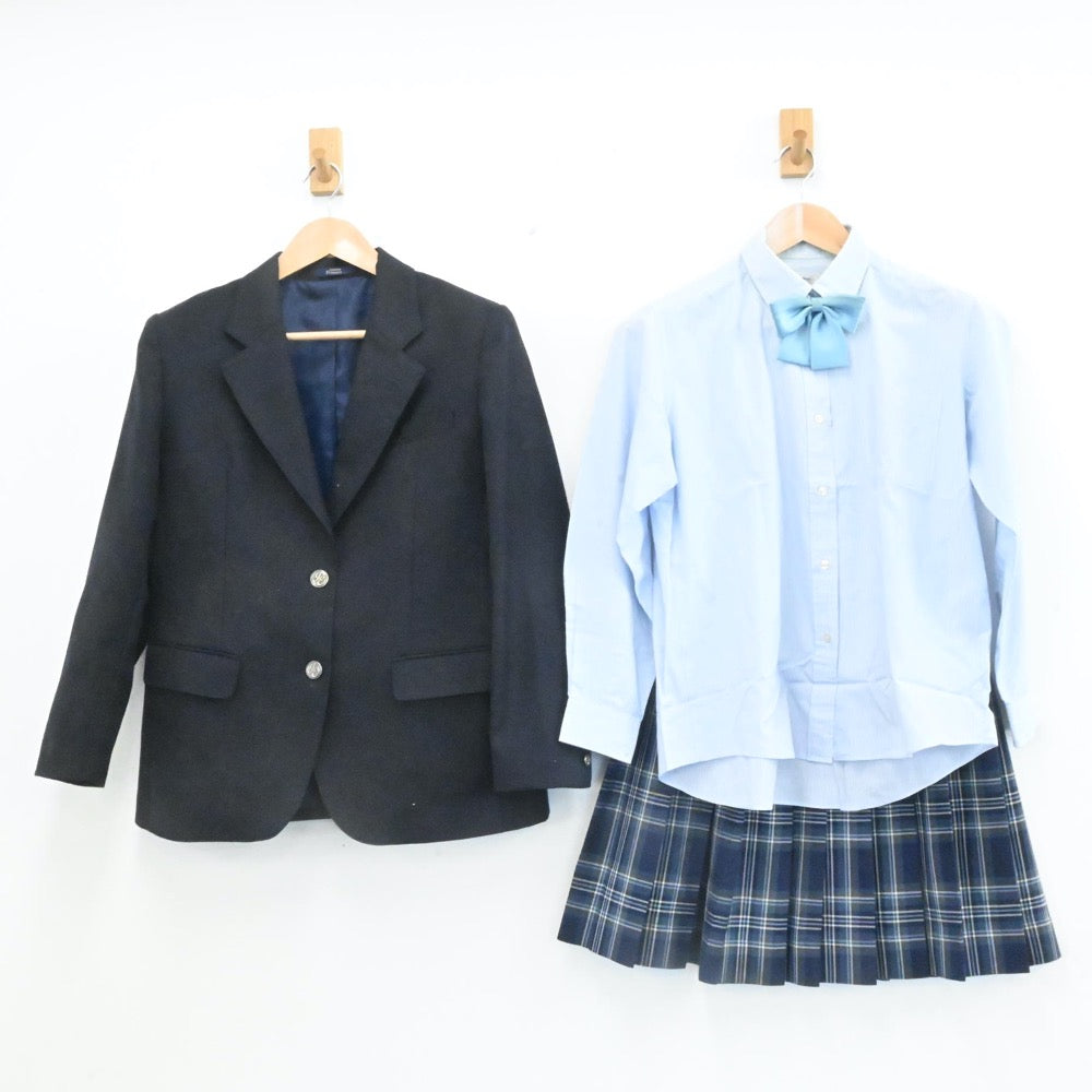 【中古】愛媛県 今治東中等教育学校 女子制服 5点（ブレザー・ニットベスト・シャツ・スカート）sf007032