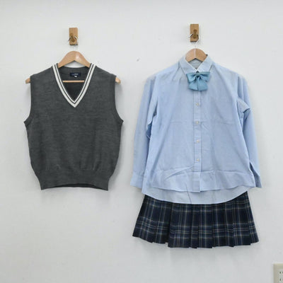 【中古】愛媛県 今治東中等教育学校 女子制服 5点（ブレザー・ニットベスト・シャツ・スカート）sf007032