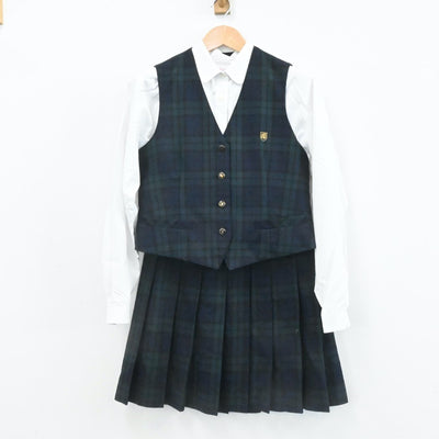 【中古】愛媛県 尽誠学園高等学校 女子制服 4点（ブレザー・シャツ・スカート・ベスト）sf007046