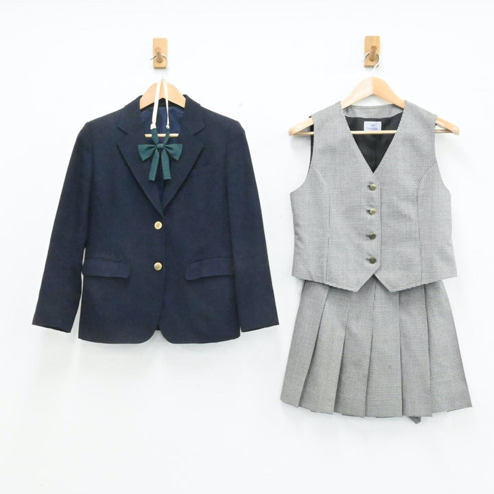 【中古】岡山県立岡山城東高等学校 岡山県立岡山城東高等学校 女子制服 4点（ブレザー・ベスト・スカート）sf007159