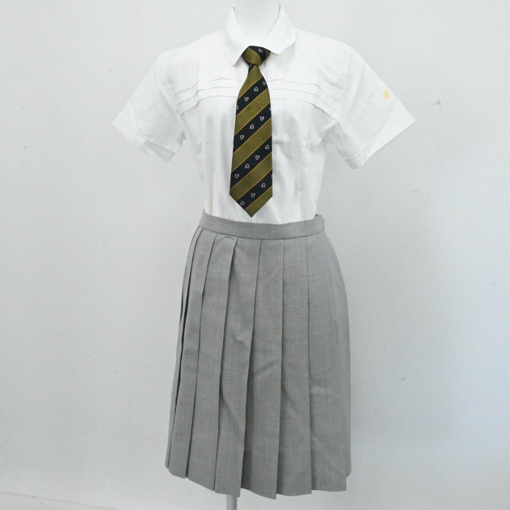 【中古】大阪府 大阪国際大和田高等学校 女子制服 4点（シャツ・ニットベスト・スカート）sf007229