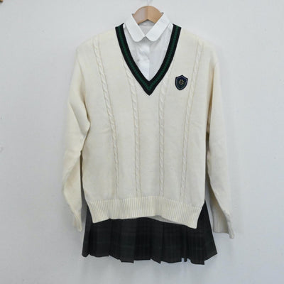 【中古】東京都 明治学院高等学校 女子制服 4点（ブレザー・ニット・シャツ・スカート）sf007245