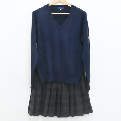 【中古】東京都 豊島学院高等学校 女子制服 3点（ブレザー・ニット・スカート）sf007330