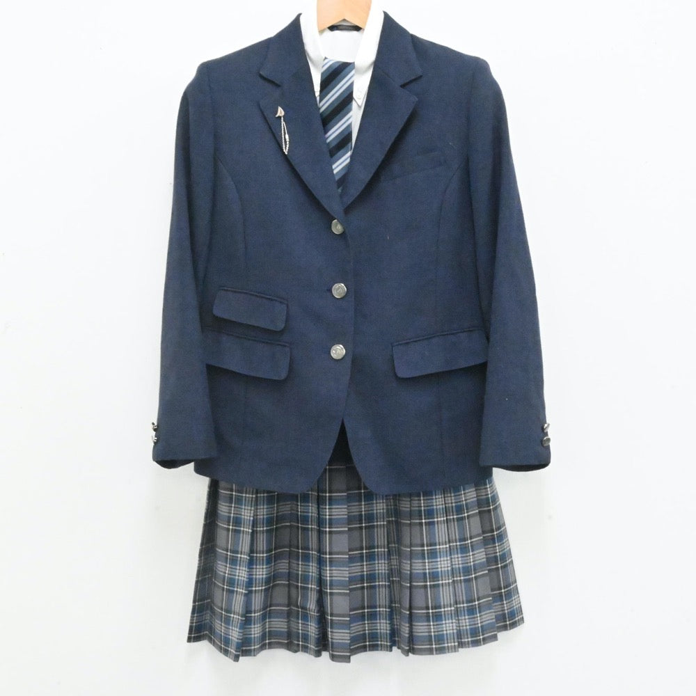 【中古】神奈川県 湘南学院高等学校 女子制服 6点（ブレザー・シャツ・ニット・スカート）sf007343