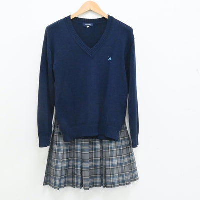 【中古】神奈川県 湘南学院高等学校 女子制服 6点（ブレザー・シャツ・ニット・スカート）sf007343