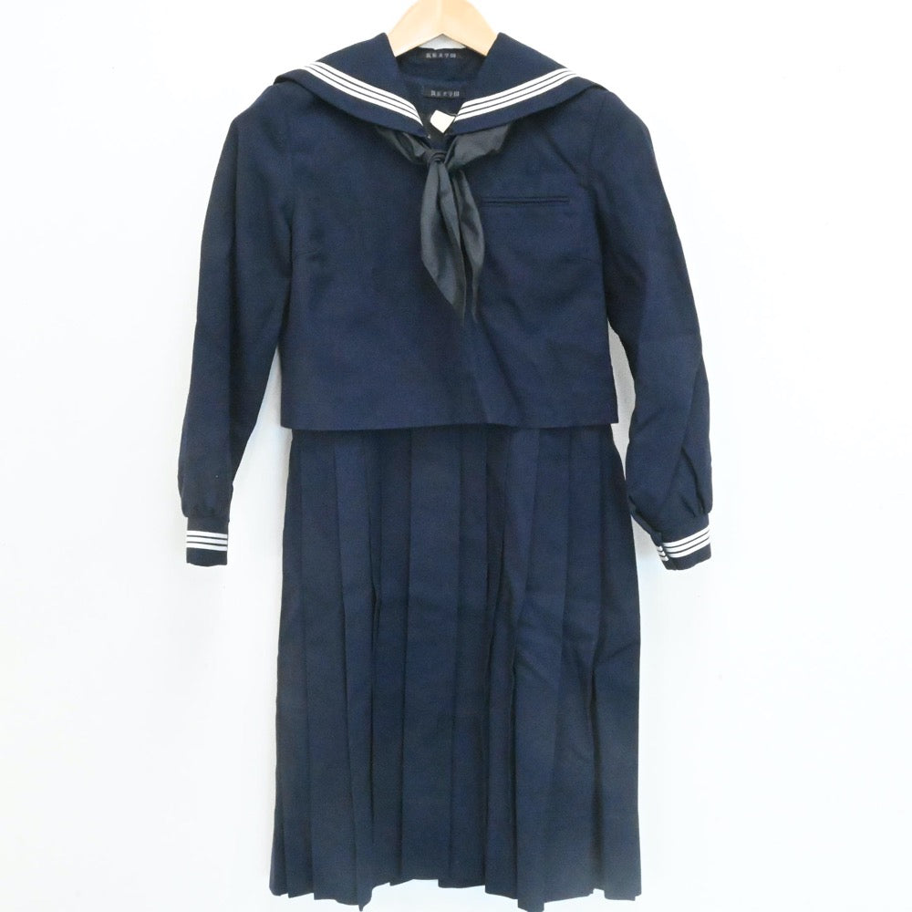 【中古】福岡県 筑紫女学園高等学校 女子制服 3点（セーラー服・ジャンパースカート）sf007346