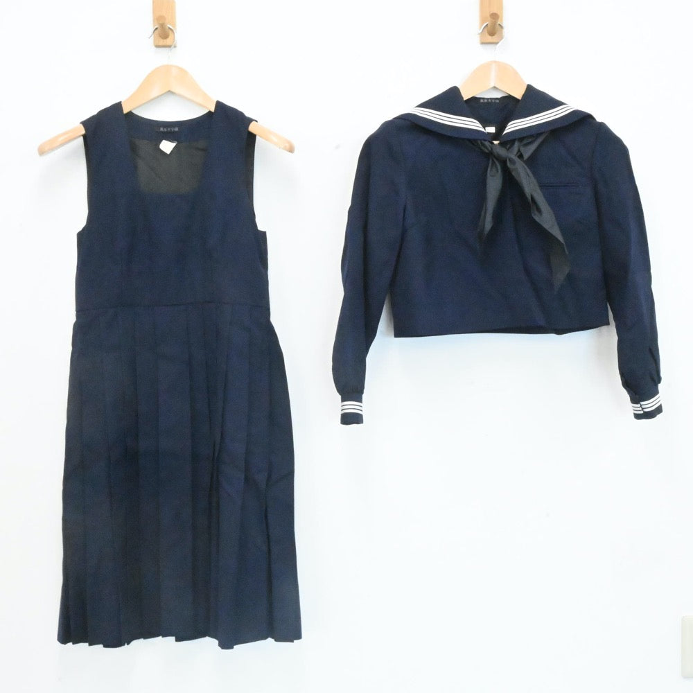 【中古】福岡県 筑紫女学園高等学校 女子制服 3点（セーラー服・ジャンパースカート）sf007346