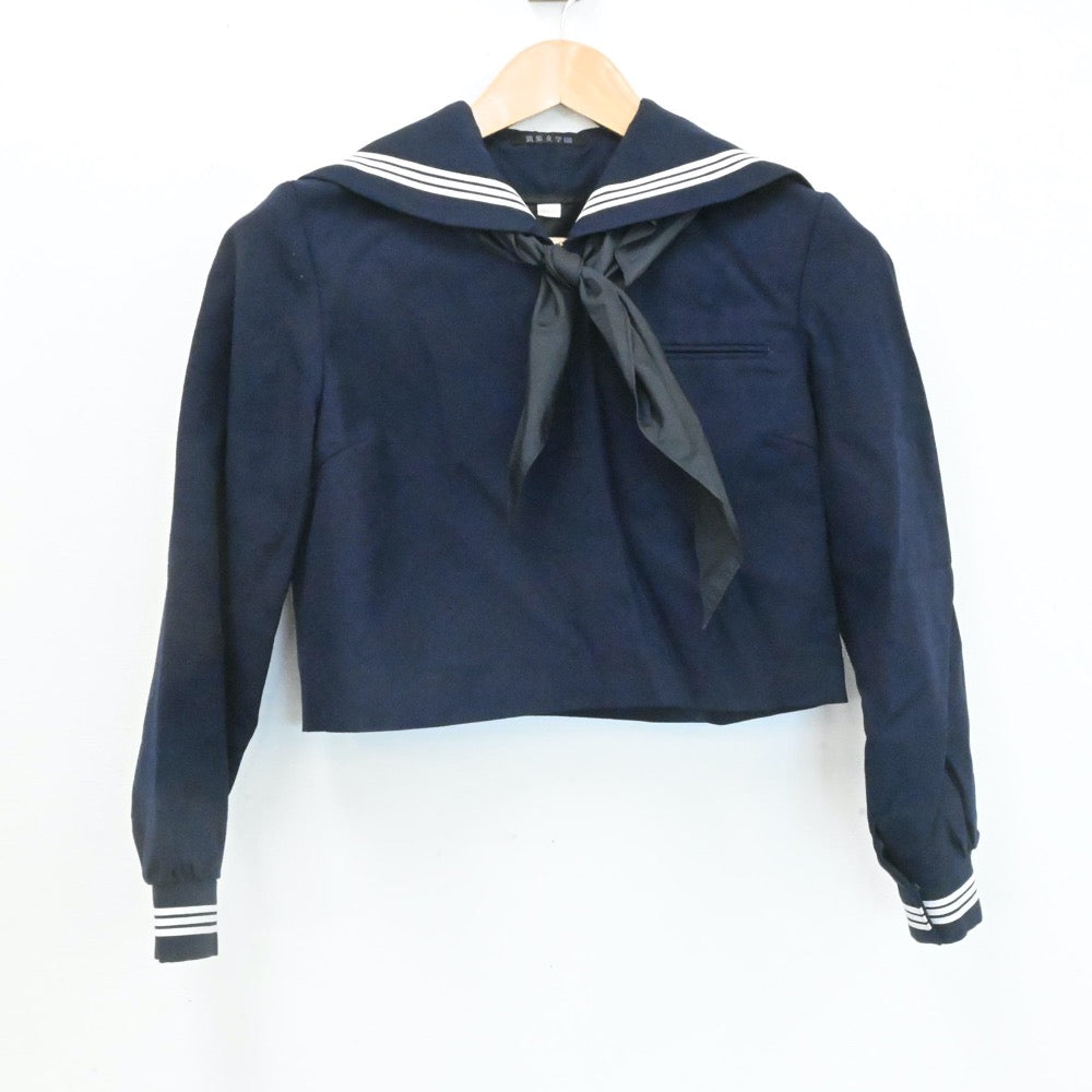 【中古】福岡県 筑紫女学園高等学校 女子制服 3点（セーラー服・ジャンパースカート）sf007346