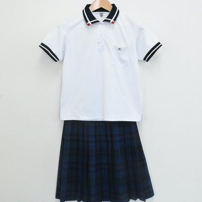 【中古】熊本県 熊本中央高等学校 女子制服 4点（シャツ・ニットベスト・スカート）sf007354