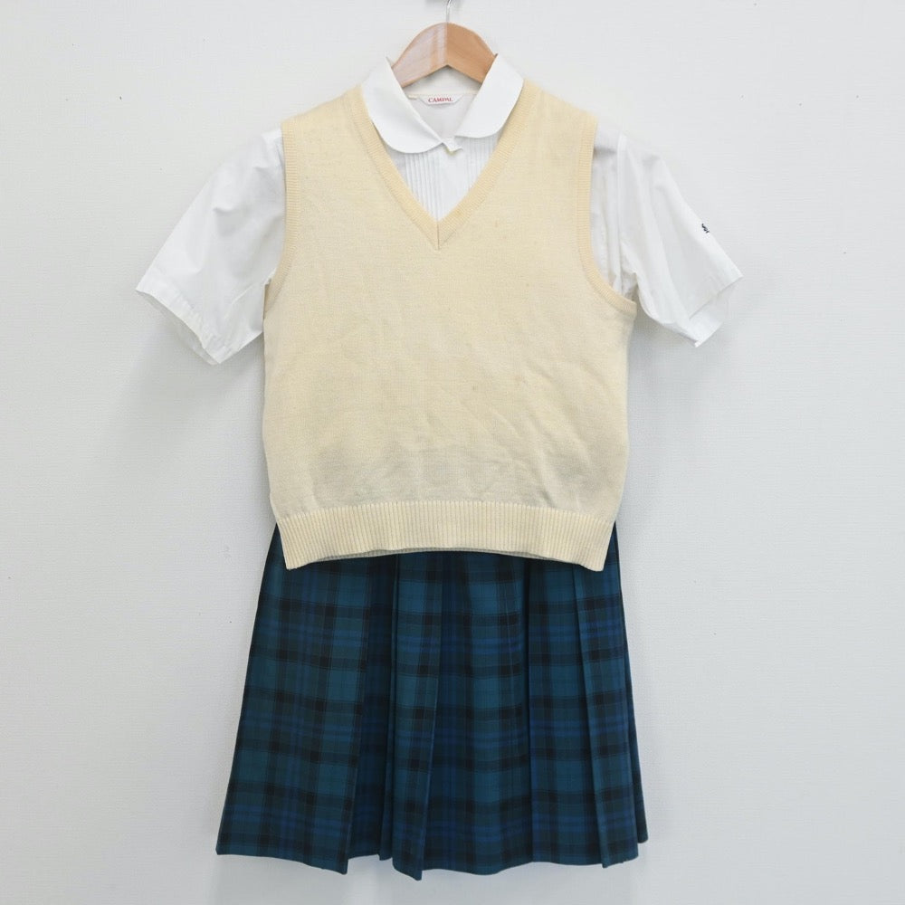 【中古】東京都 創価高等学校 女子制服 3点（シャツ・ニットベスト・スカート）sf007364