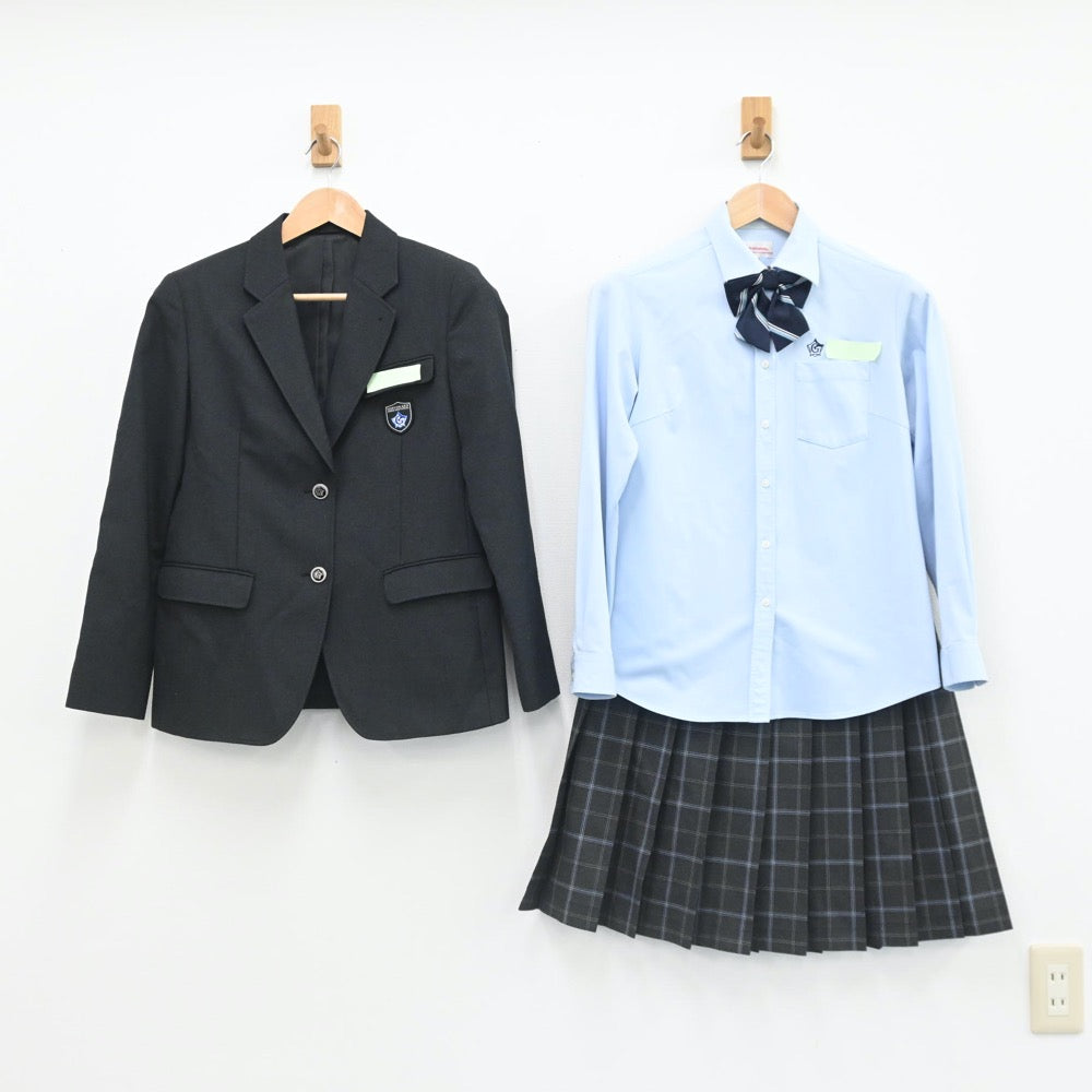 【中古】北海道 五稜郭中学校 女子制服 5点（ブレザー・ニットベスト・シャツ・スカート）sf007386