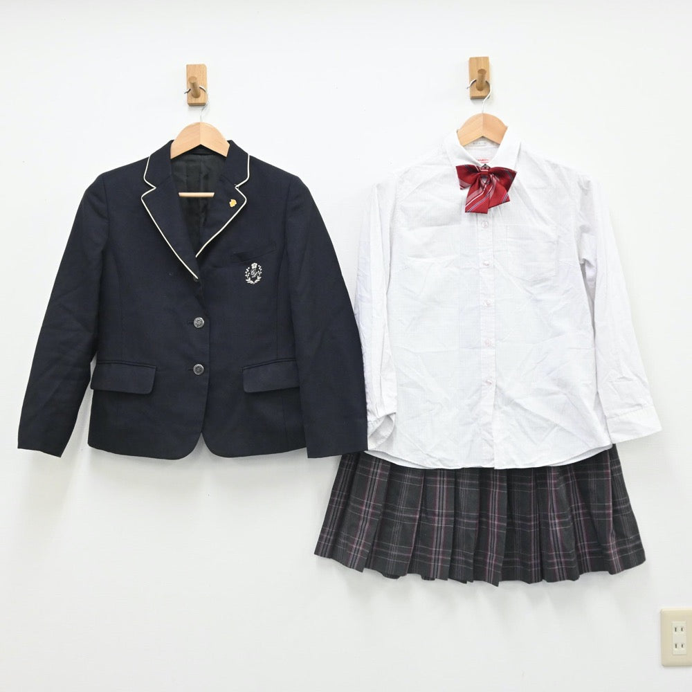 【中古】福岡県 筑紫台高等学校 女子制服 6点（ブレザー・シャツ・スカート）sf007551