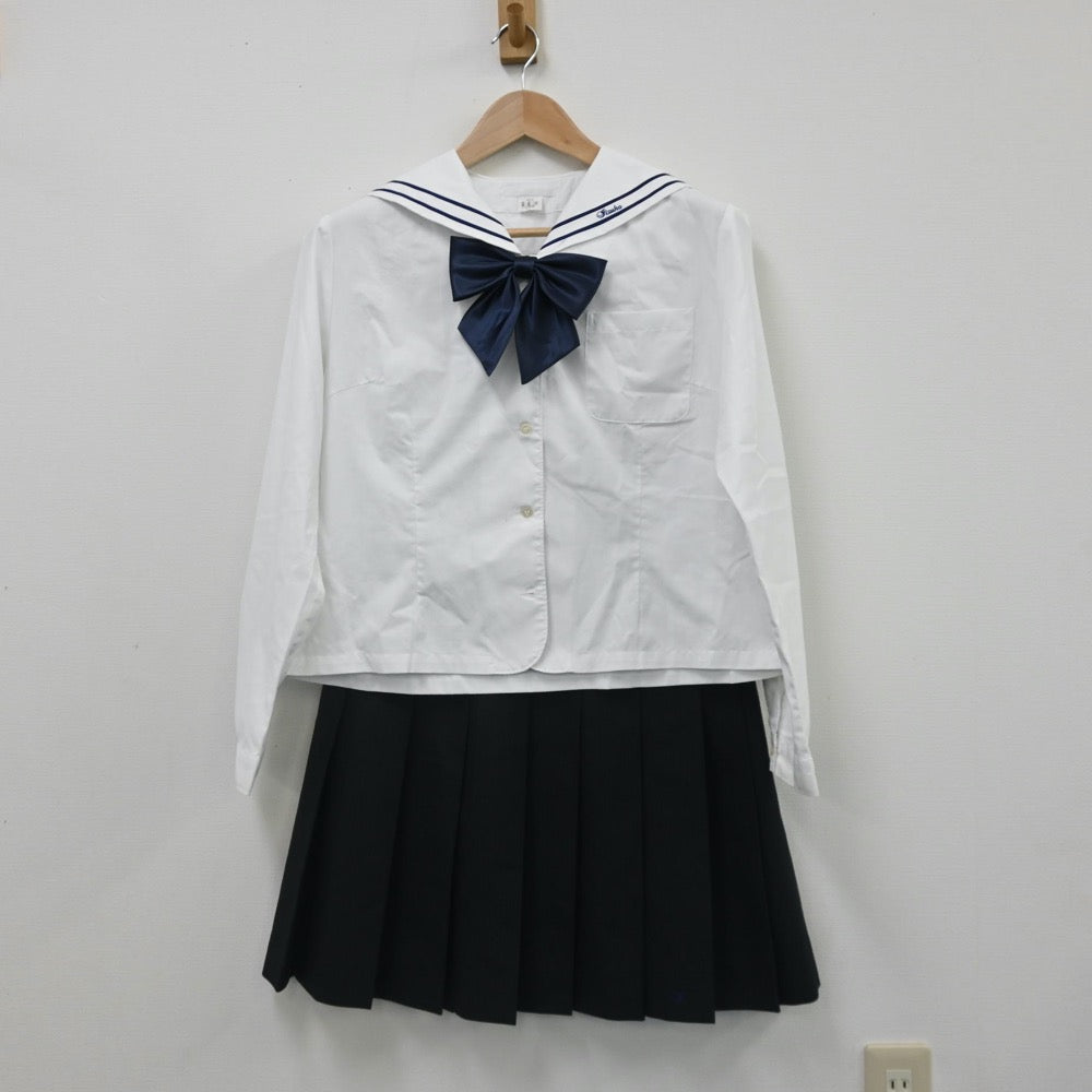 【中古】福岡県 嶋田学園飯塚高等学校 女子制服 4点（ブレザー・ニット・セーラー服・スカート）sf007560