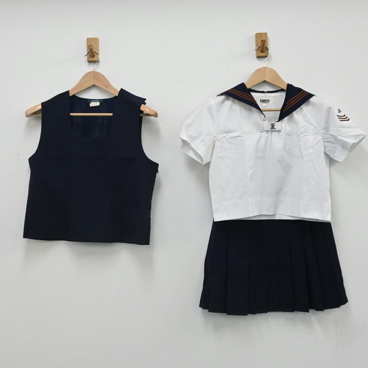 【中古】東京都 関東国際高等学校 女子制服 4点（セーラー服・ベスト・シャツ・スカート）sf007569