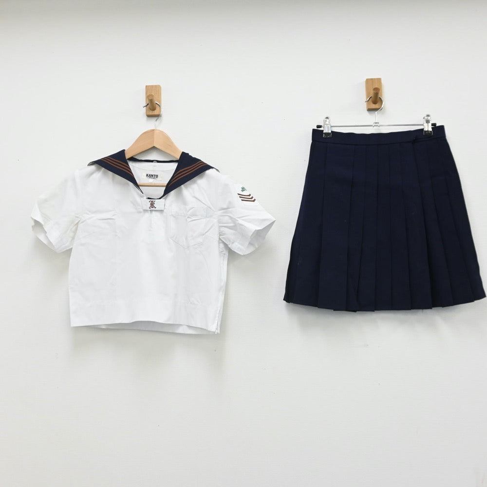 【中古】東京都 関東国際高等学校 女子制服 4点（セーラー服・ベスト・シャツ・スカート）sf007569