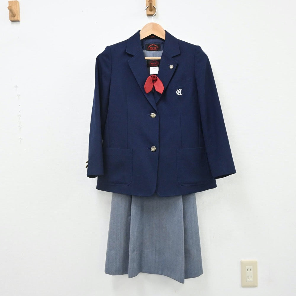 【中古】広島県 広島市立井口台中学校 女子制服 3点（ブレザー・ジャンパースカート）sf007600