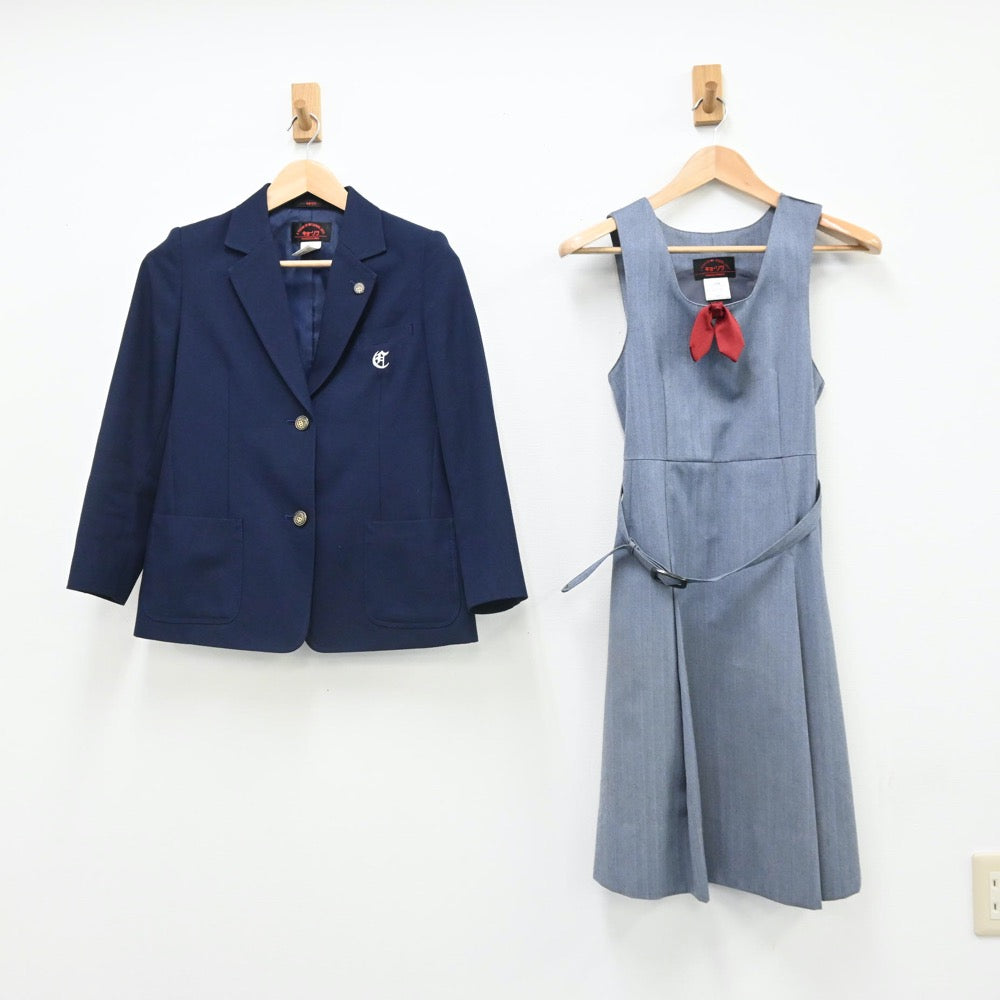 【中古】広島県 広島市立井口台中学校 女子制服 3点（ブレザー・ジャンパースカート）sf007600