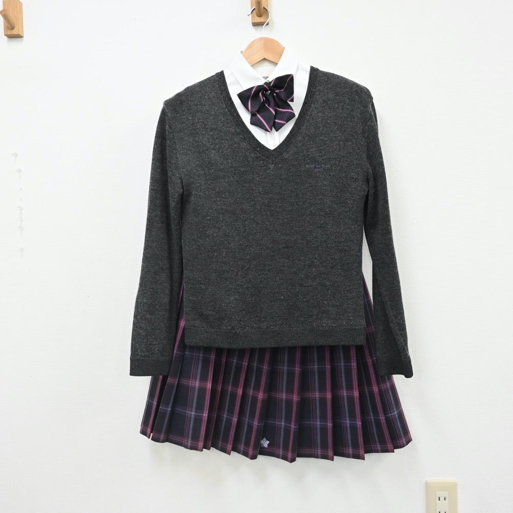 【中古】埼玉県 秋草学園高等学校 女子制服 5点（ブレザー・シャツ・ニット・スカート）sf007602