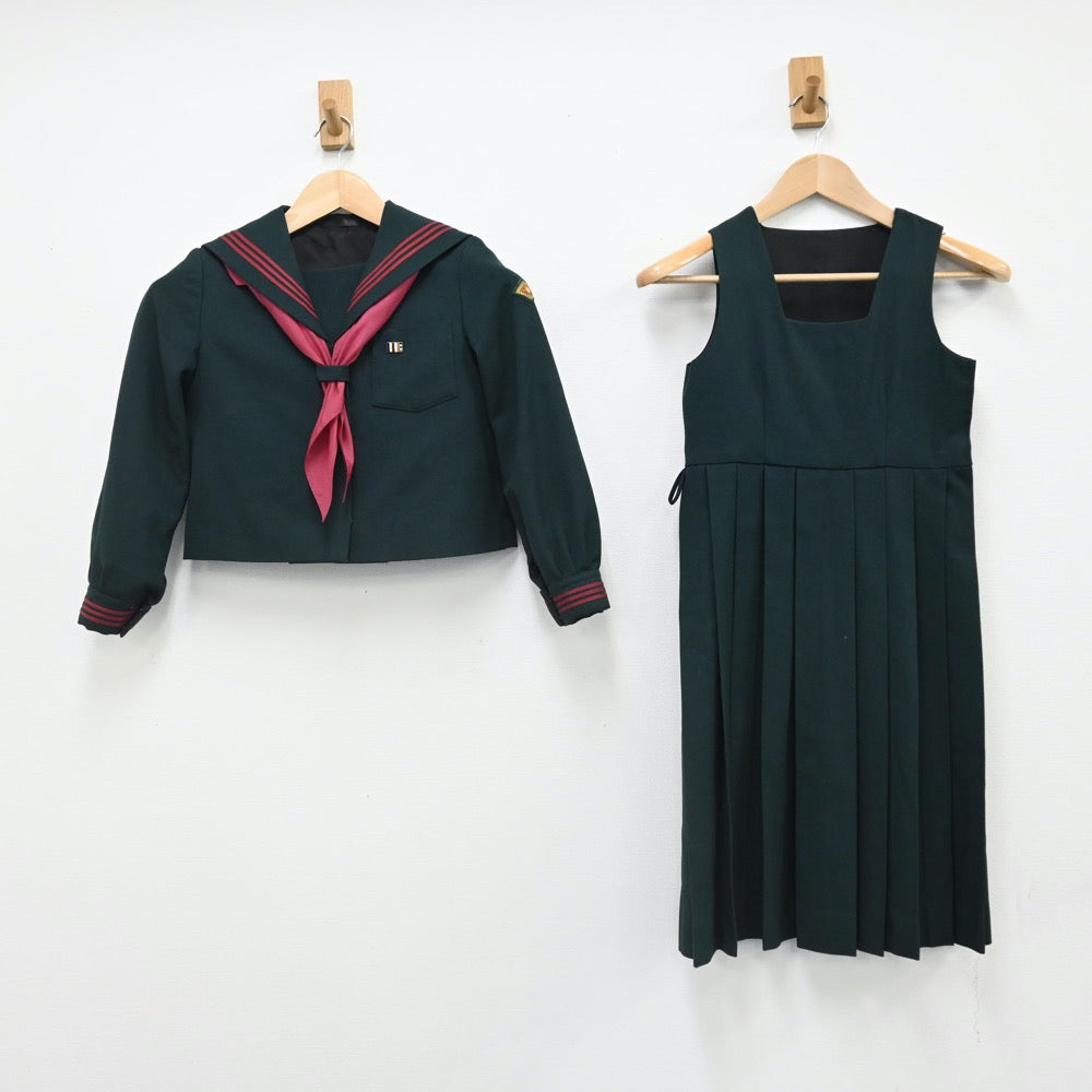 【中古】千葉県 国府台女子学院小学部 女子制服 3点（セーラー服・ジャンパースカート）sf007611