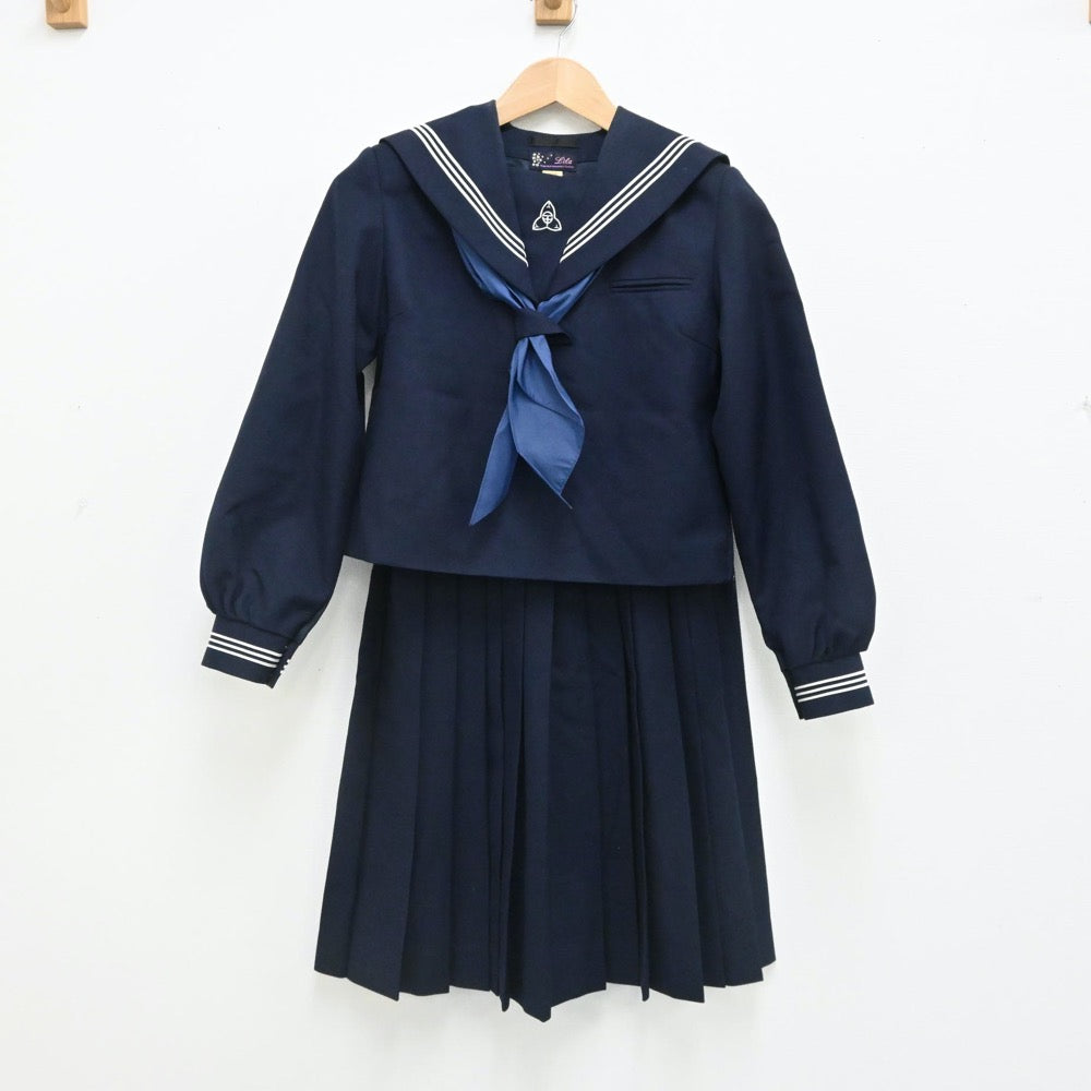 【中古】群馬県 邑楽町立邑楽中学校 女子制服 3点（セーラー服・スカート）sf007674