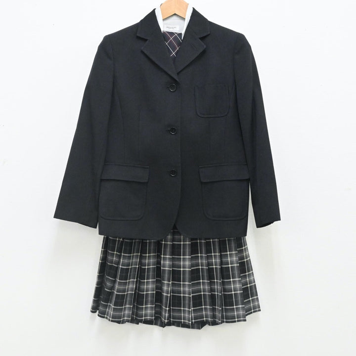 【中古】兵庫県 神戸龍谷中学・高等学校 女子制服 7点（ブレザー・シャツ・ニット・スカート）sf007718