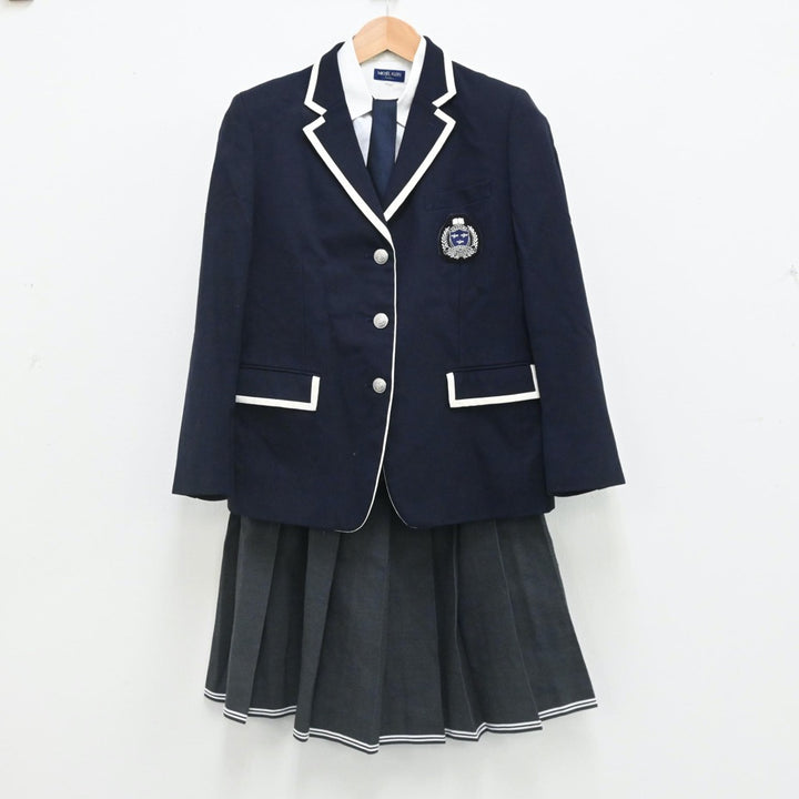 【中古】岡山県 創志学園高等学校 女子制服 7点（ブレザー・シャツ・ニット・スカート）sf007731