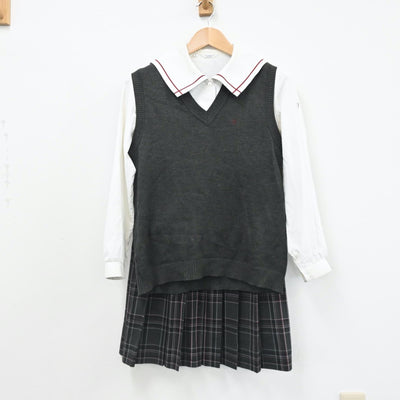 【中古】広島県 広島山陽高等学校 女子制服 4点（ニットベスト・セーラー服・スカート）sf007788