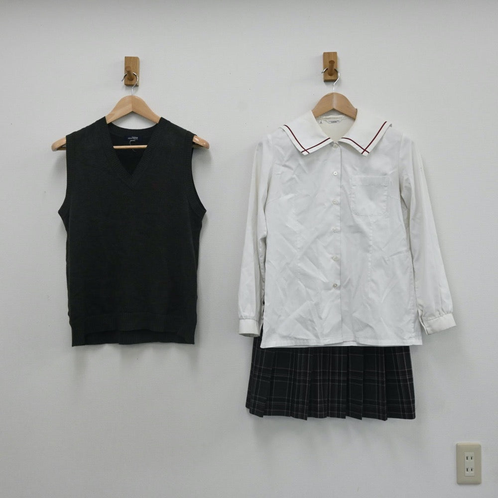 【中古】広島県 広島山陽高等学校 女子制服 4点（ニットベスト・セーラー服・スカート）sf007788